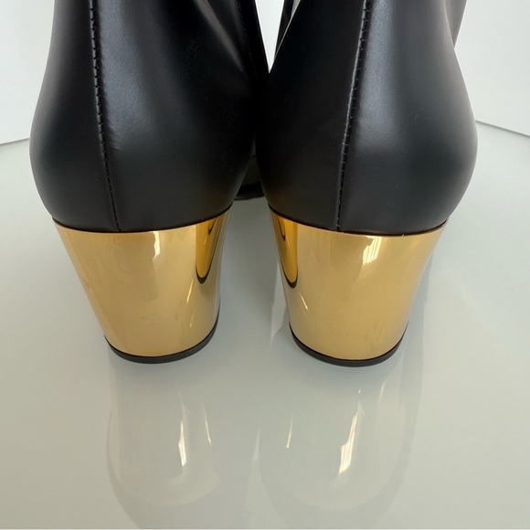 Bottega Veneta Tex Ankle Boot Tokyo Brush Calf Chromed Heel Black and Gold - Picture 4 of 7